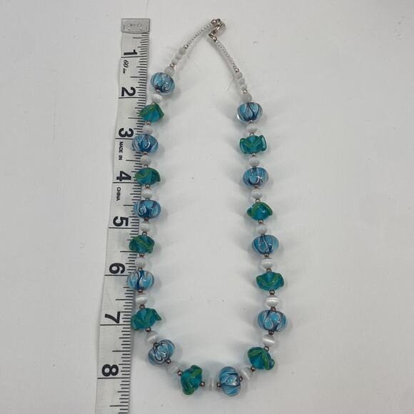 Murano glass beaded earrings and necklace set - Picture 5 of 7